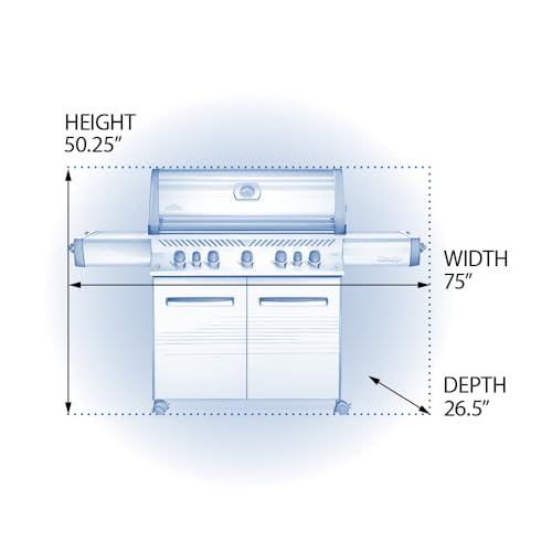 Napoleon P665RSIBNSS Prestige 665 RSIB Natural Gas Grill, sq. in + Infrared Side and Rear Burner, Stainless Steel