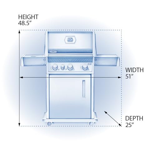 Napoleon Rogue XT 425 BBQ Grill, Black, Propane Gas - RXT425SIBPK-1 With Three Main Burners, Infrared Sear Station Side Burner, Barbecue Gas Cart, Folding Side Shelves, Instant Failsafe Ignition