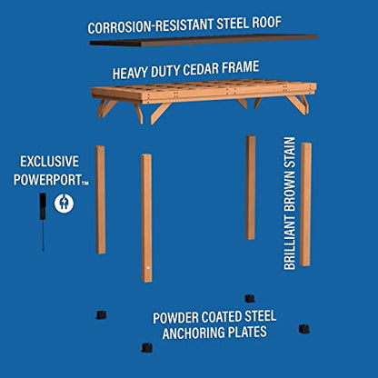 Backyard Discovery Arcadia 12 x 9.5 All Cedar Wooden Gazebo Pavilion with Hard Top Steel Slope Roof, Durable, Supports Snow Loads and Wind Speed, Rot Resistant, Backyard, Deck, Garden, Patio