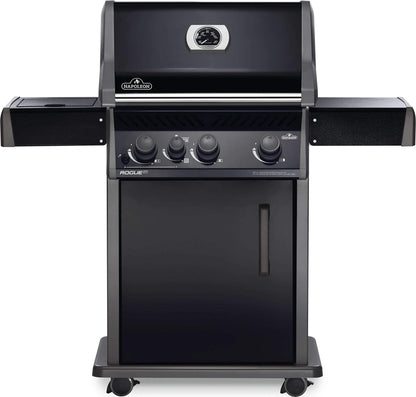 Napoleon Rogue XT 425 BBQ Grill, Black, Propane Gas - RXT425SIBPK-1 With Three Main Burners, Infrared Sear Station Side Burner, Barbecue Gas Cart, Folding Side Shelves, Instant Failsafe Ignition