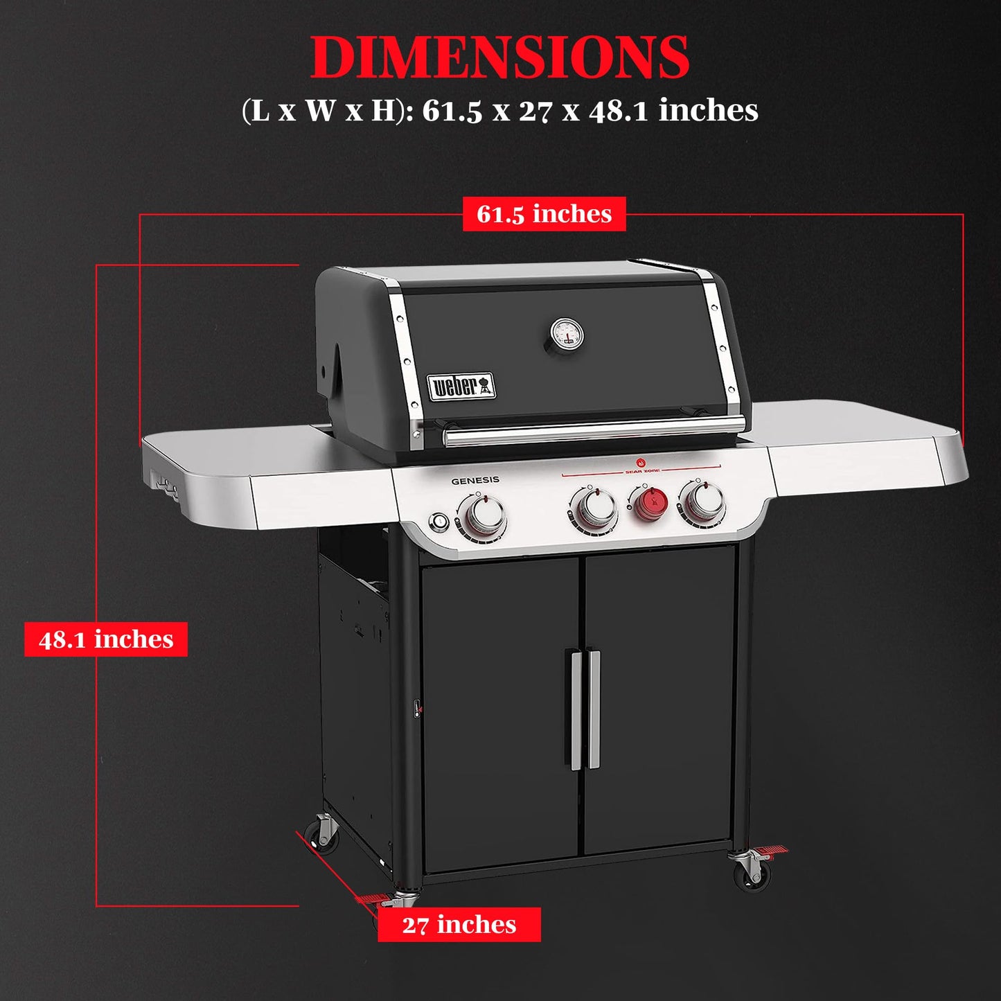 Weber Genesis E-325S Liquid Propane Gas Grill, Black
