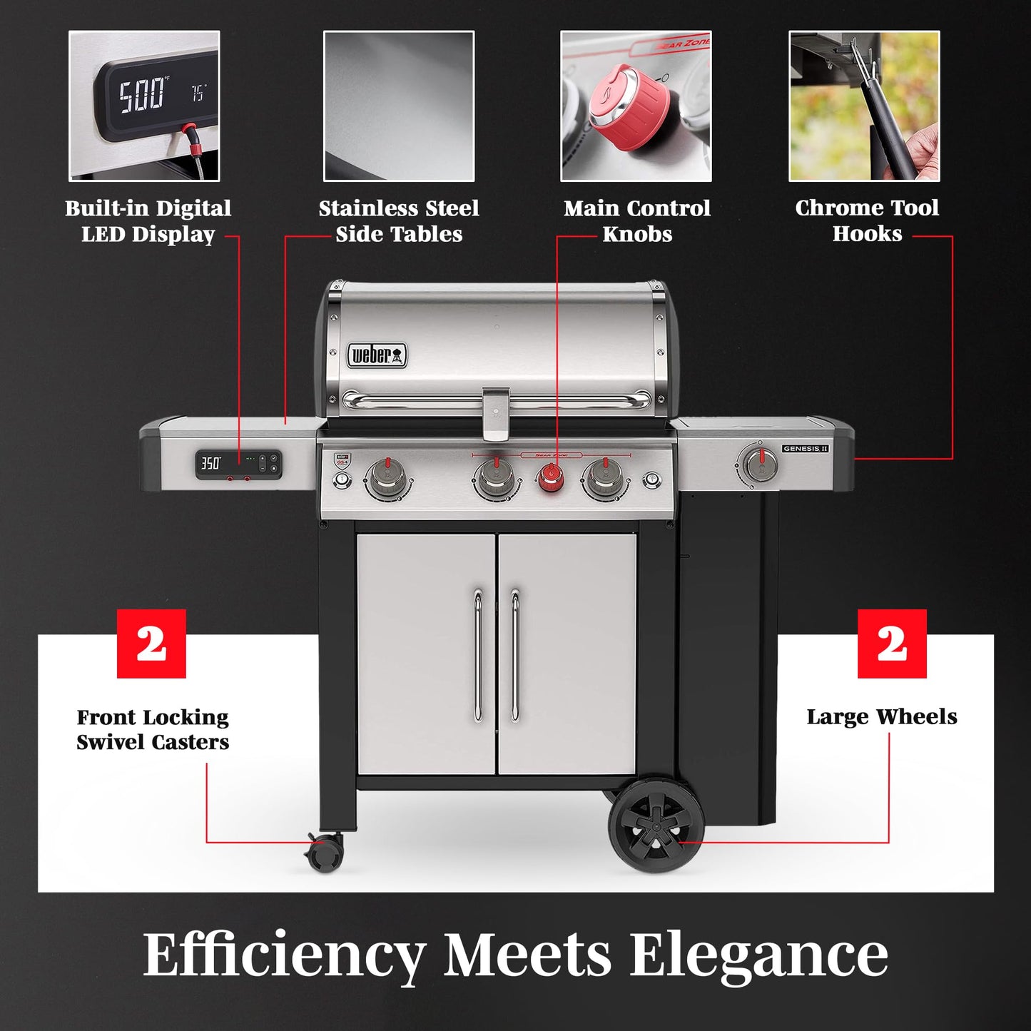 Weber Genesis II SX-335 SS Liquid Propane Gas Grill, Stainless Steel