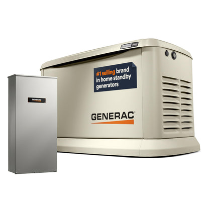 Generac 7291 26kW Air Cooled Guardian Series Home Standby Generator with 200-Amp Transfer Switch - Comprehensive Protection - Smart Controls - Versatile Power - Wi-Fi Connectivity, Bisque