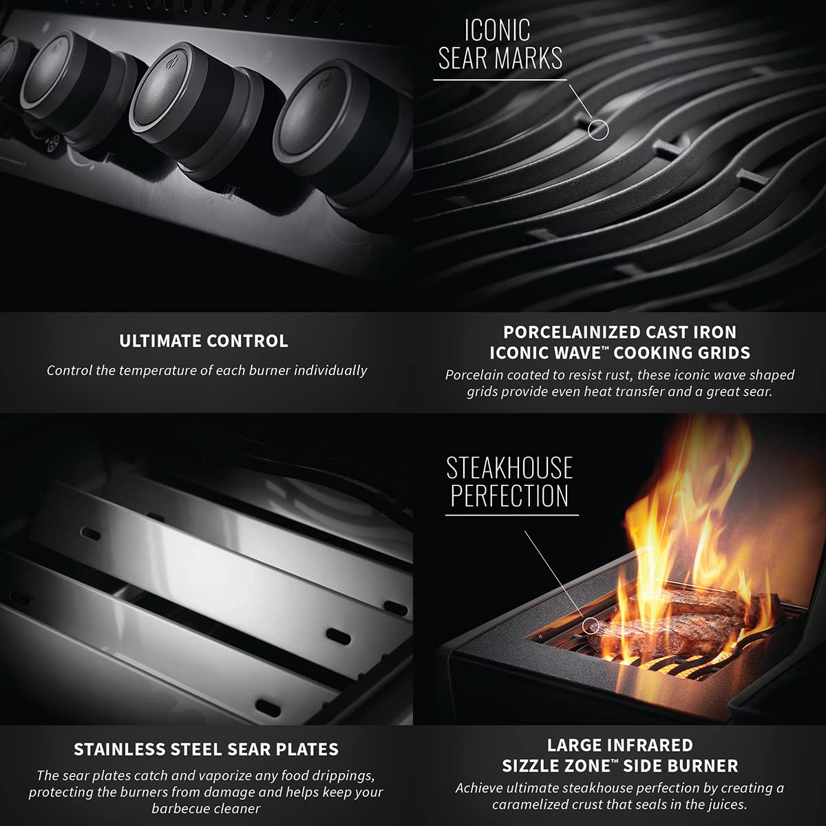 Napoleon Rogue XT 425 BBQ Grill, Black, Propane Gas - RXT425SIBPK-1 With Three Main Burners, Infrared Sear Station Side Burner, Barbecue Gas Cart, Folding Side Shelves, Instant Failsafe Ignition