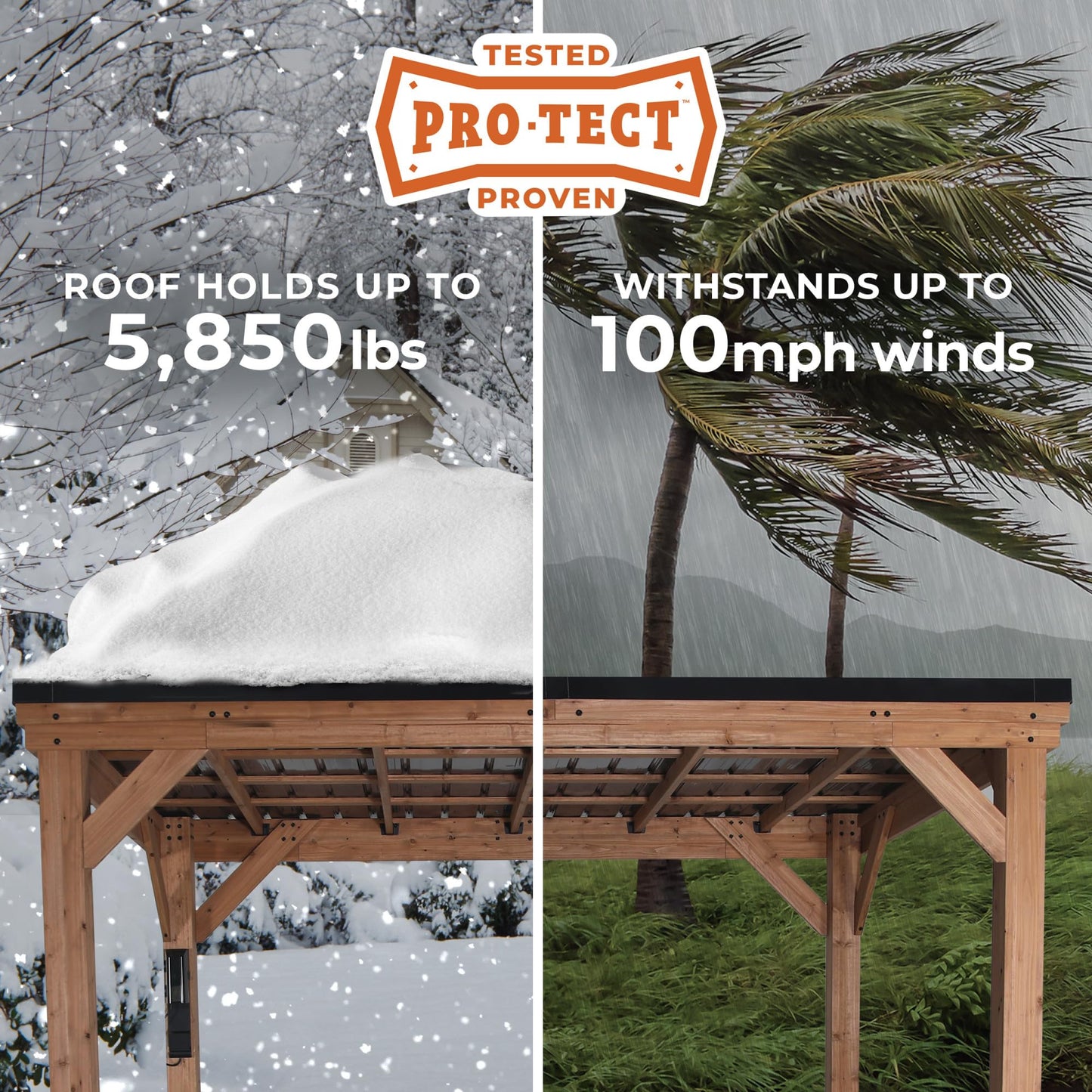 Backyard Discovery Arcadia 12 x 9.5 All Cedar Wooden Gazebo Pavilion with Hard Top Steel Slope Roof, Durable, Supports Snow Loads and Wind Speed, Rot Resistant, Backyard, Deck, Garden, Patio