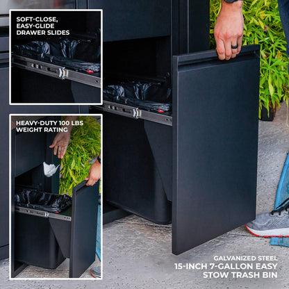 Backyard Discovery Fusion Flame Outdoor Kitchen, with 38 inch 5-burner grill with sear zone plus infrared rotisserie burner and outdoor rated refrigerator