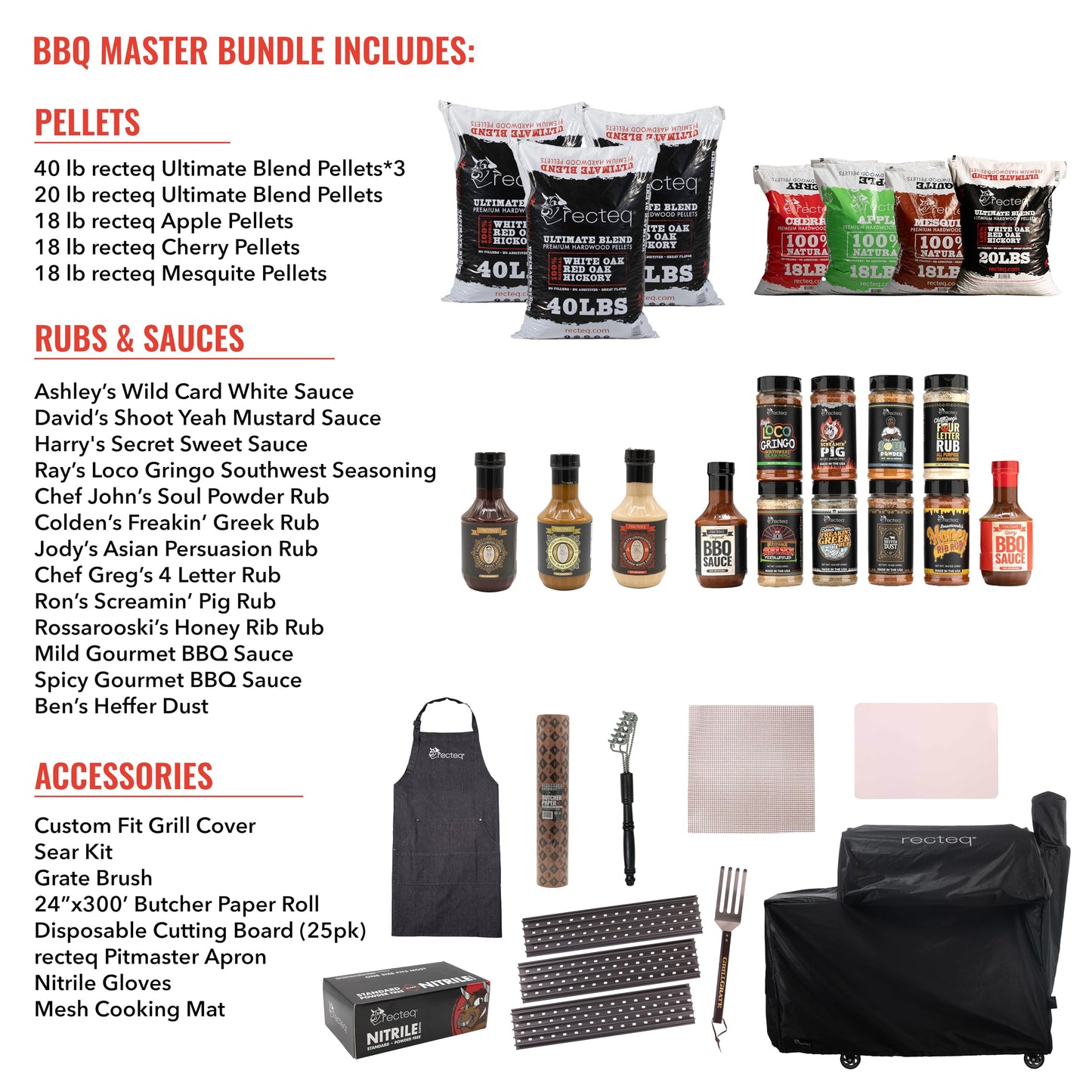 recteq Flagship 1100 Wood Pellet Smoker Grill & BBQ Master Bundle Bundle | Wi-Fi-Enabled, Electric Pellet Grill | 1100 Square Inches of Cook Space |