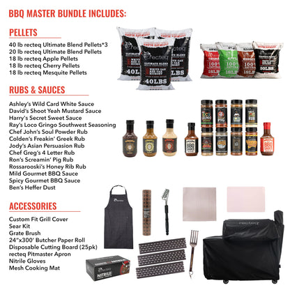 recteq Flagship 1100 Wood Pellet Smoker Grill & BBQ Master Bundle Bundle | Wi-Fi-Enabled, Electric Pellet Grill | 1100 Square Inches of Cook Space |